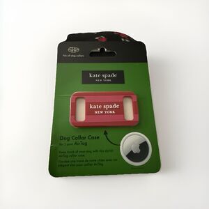Kate Spade New York Airtag Dog Collar Holder - Seaside Stripe Red Pink NWT